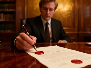 Zirytowany mężczyzna siedzący przed wyłączonym telewizorem, ilustrujący problem z połączeniem sieciowym w serwisie Netflix.